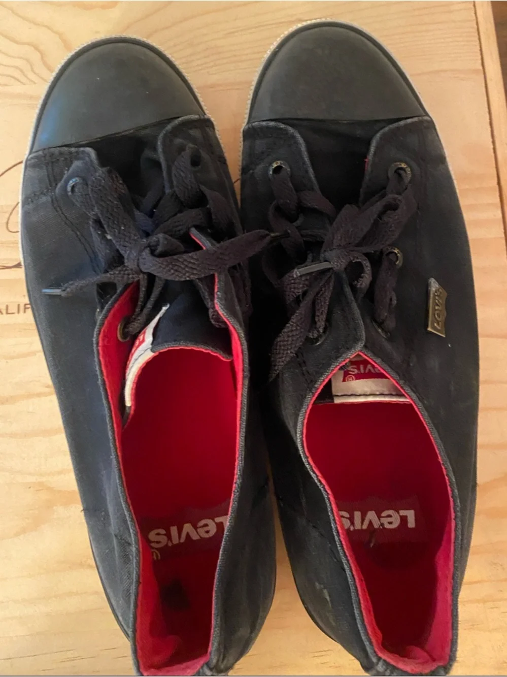 Levi's Black Sneakers with Red Interior and White Sole